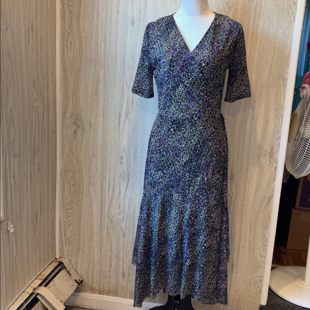 White House Black Market Purple Floral Midi Dress